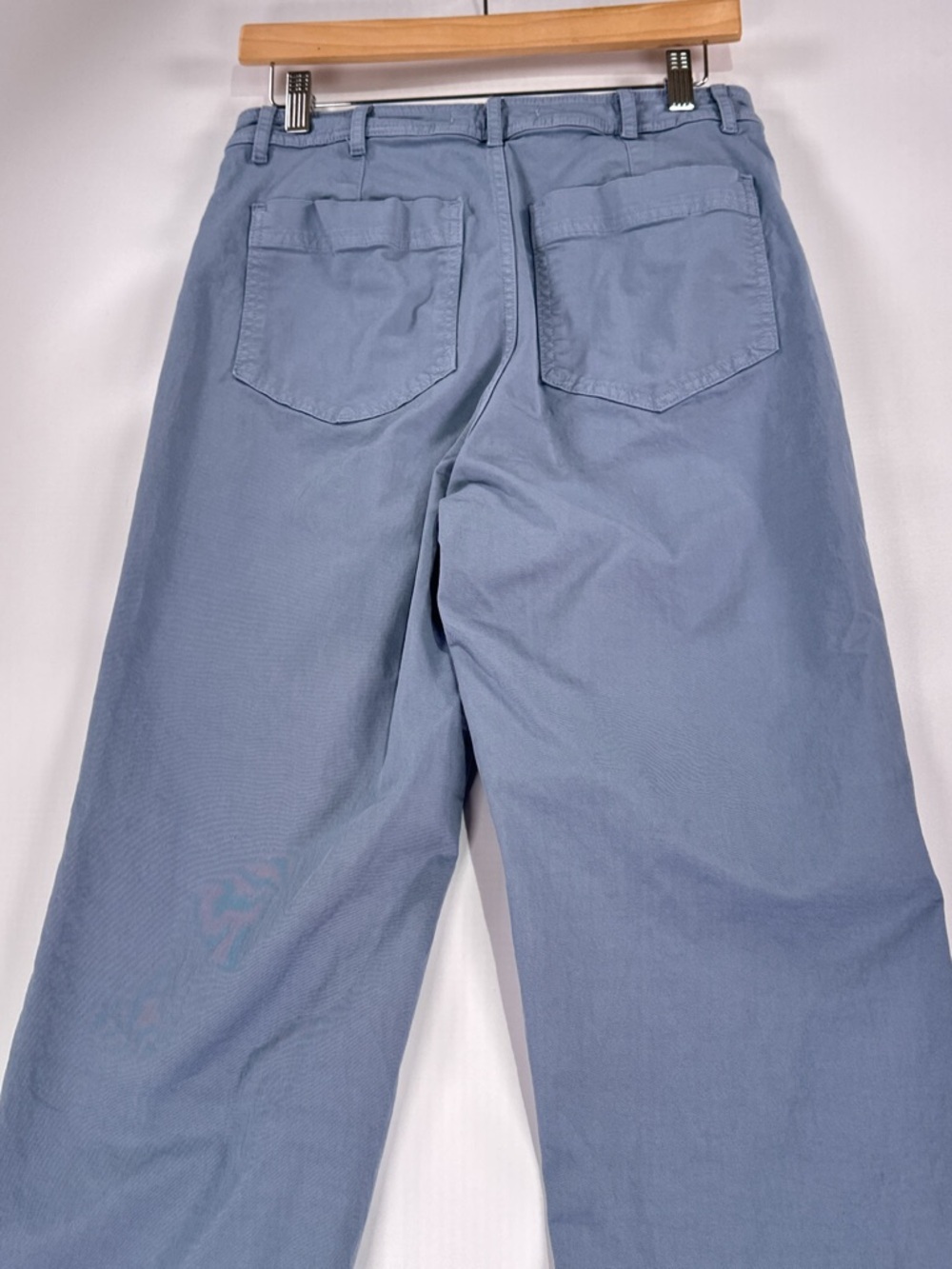 Everlane Wide Leg Crop Pants High Rise Patch Pocket Cotton Stretch Slate Blue 4 - Picture 3 of 12